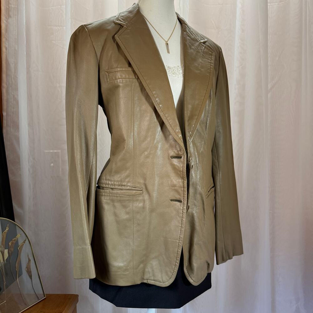 Vintage Taupe Leather-Look Blazer L. Patricia Boutique Size 46